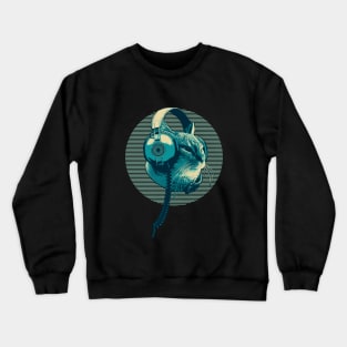 Melophile Music Lover Headphones Cat - Electric Colors 1 - Melophile Crewneck Sweatshirt